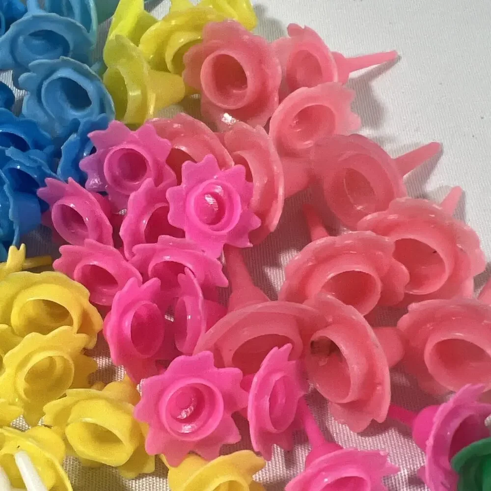 Vintage Cake Candle Holders Petal Flowers Multicolor Pink Blue Yellow Green 90+